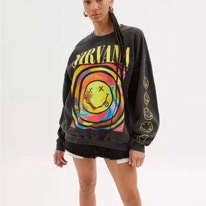 NIRVANA Women's Black and Yellow Graphic Hoodie